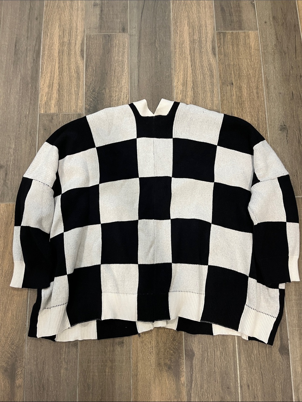 Dressed In Lala Love You Cardigan Sweater Checkerboard white Black S / M - Picture 6 of 8